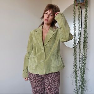 Charmeuse green suede blazer jacket